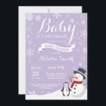 Baby Its Cold Outside Winter Baby Shower Purple Invitation<br><div class="desc">Baby Its Cold Outside Winter Boy or Girl Baby Shower Invitation. Boy or Girl Baby Shower Invitation. Winter Holiday Baby Shower Invite. Purple and White Snowflakes. Snowman. For further customisation,  please click the "Customise it" button and use our design tool to modify this template.</div>