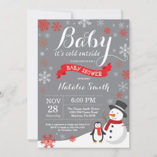 Baby Its Cold Outside Winter Baby Shower Red Invitation