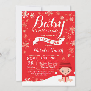 Baby Its Cold Outside Winter Baby Shower Red Invitation