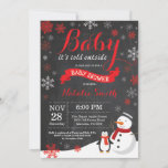 Baby Its Cold Outside Winter Baby Shower Red Invitation<br><div class="desc">Baby Its Cold Outside Winter Baby Shower Invitation. Boy or Girl Baby Shower Invitation. Winter Holiday Baby Shower Invite. Red and White Snowflakes. Snowman and Chalkboard Background. For further customisation,  please click the "Customise it" button and use our design tool to modify this template.</div>