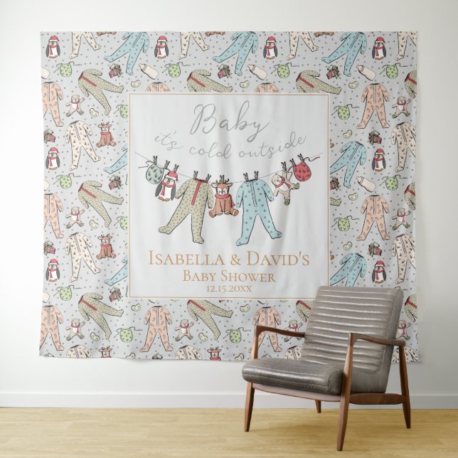 Baby Its Cold Outside Winter Baby Shower Tapestry (In Situ (Horizontal))