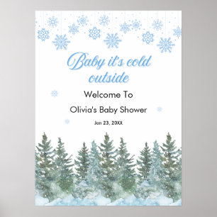Baby It's Cold Outside Winter Baby Shower Welcome Poster