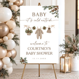 Baby It's Cold Outside Winter Baby Shower Welcome Poster