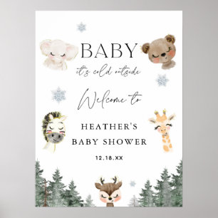 Baby It's Cold Outside Winter Baby Shower Welcome Poster