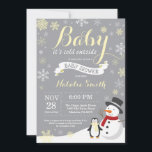 Baby Its Cold Outside Winter Baby Shower Yellow Invitation<br><div class="desc">Baby Its Cold Outside Winter Boy or Girl Baby Shower Invitation. Winter Holiday Baby Shower Invite. Yellow and White Snowflakes. Snowman. For further customisation,  please click the "Customise it" button and use our design tool to modify this template.</div>