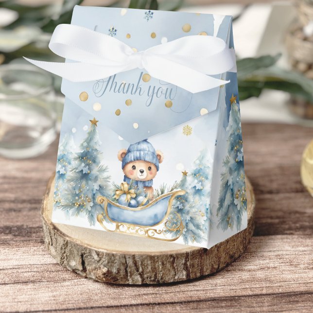 Baby It's Cold Outside Winter Bear │Blue Gold Favour Box (Creator Uploaded)