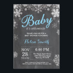 Baby its Cold Outside Winter Blue Boy Baby Shower Invitation<br><div class="desc">Baby its Cold Outside Winter Baby Shower invitation. Blue and White Snowflake. Boy Baby Shower Invitation. Winter Holiday Baby Shower Invite. Chalkboard Background. For further customisation,  please click the "Customise it" button and use our design tool to modify this template.</div>