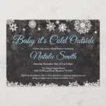 Baby Its Cold Outside Winter Blue Boy Baby Shower Invitation<br><div class="desc">Baby Its Cold Outside Winter Blue Boy Baby Shower Invitationn. Boy Baby Shower Invitation. Winter Holiday Baby Shower Invite. Blue and White Snowflakes. Chalkboard Background. For further customisation,  please click the "Customise it" button and use our design tool to modify this template.</div>