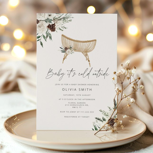 Baby it's cold outside winter boho baby shower invitation (Creator Uploaded)