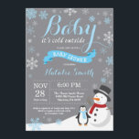 Baby Its Cold Outside Winter Boy Baby Shower Blue Invitation<br><div class="desc">Baby Its Cold Outside Rustic Winter Boy Baby Shower Invitation. Boy Baby Shower Invitation. Winter Holiday Baby Shower Invite. Blue and White Snowflakes. Snowman and Gary Background. For further customisation,  please click the "Customise it" button and use our design tool to modify this template.</div>