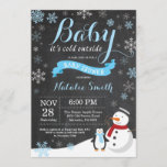 Baby Its Cold Outside Winter Boy Baby Shower Invitation<br><div class="desc">Baby Its Cold Outside Winter Boy Baby Shower Invitation. Boy Baby Shower Invitation. Winter Holiday Baby Shower Invite. Blue and White Snowflakes. Snowman and Chalkboard Background. For further customisation,  please click the "Customise it" button and use our design tool to modify this template.</div>