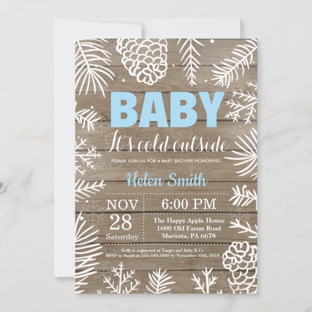 Baby its Cold Outside Winter Boy Baby Shower Invitation (Front)