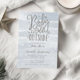 Baby It's Cold Outside Winter Boy Baby Shower Invitation