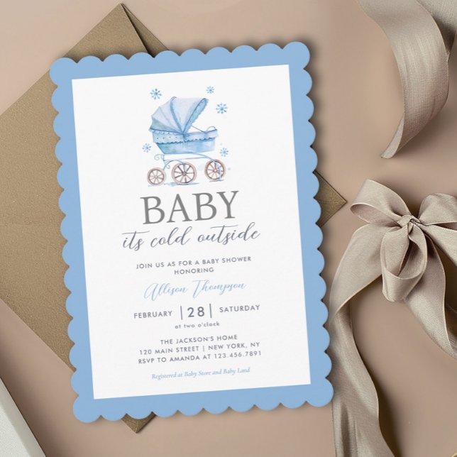 Baby it's Cold Outside Winter Boy Baby Shower Invitation (Creator Uploaded)