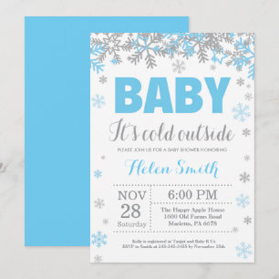 Baby its Cold Outside Winter Boy Baby Shower Invitation