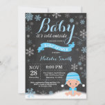 Baby Its Cold Outside Winter Boy Baby Shower Invitation<br><div class="desc">Baby Its Cold Outside Winter Boy Baby Shower Invitation. Boy Baby Shower Invitation. Winter Holiday Baby Shower Invite. Blue and White Snowflakes. Baby Boy with Winter Hats. Chalkboard Background. For further customisation,  please click the "Customise it" button and use our design tool to modify this template.</div>