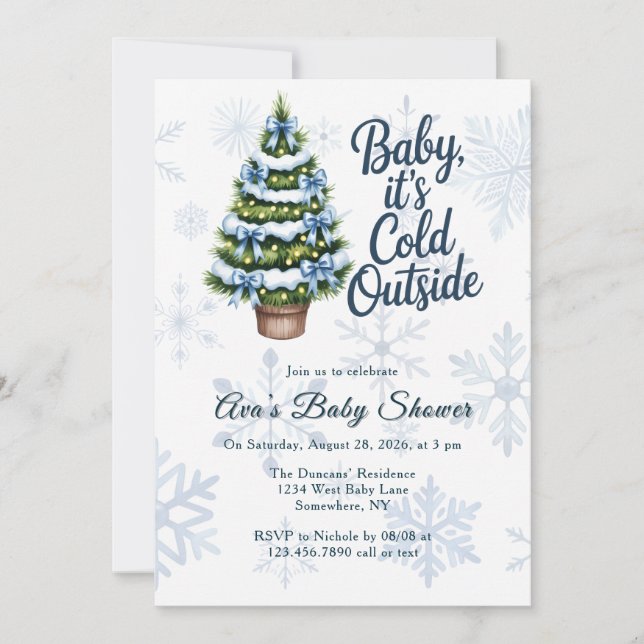 Baby, It's Cold Outside Winter Boy Baby Shower  Invitation (Front)
