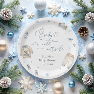 Baby Its Cold Outside Winter Clothes Baby Shower  Paper Plate