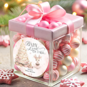 Baby its Cold Outside Winter Deer Baby Shower  Classic Round Sticker