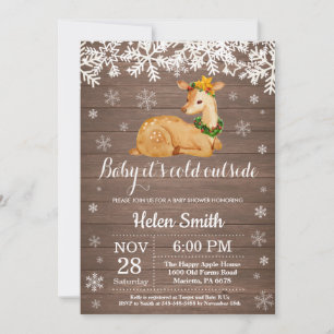 Baby its Cold Outside Winter Deer Baby Shower Invitation