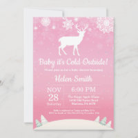 Baby its Cold Outside Winter Deer Girl Baby Shower