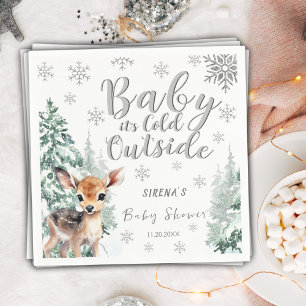 Baby it's Cold Outside   Winter Fawn Baby Shower Napkin