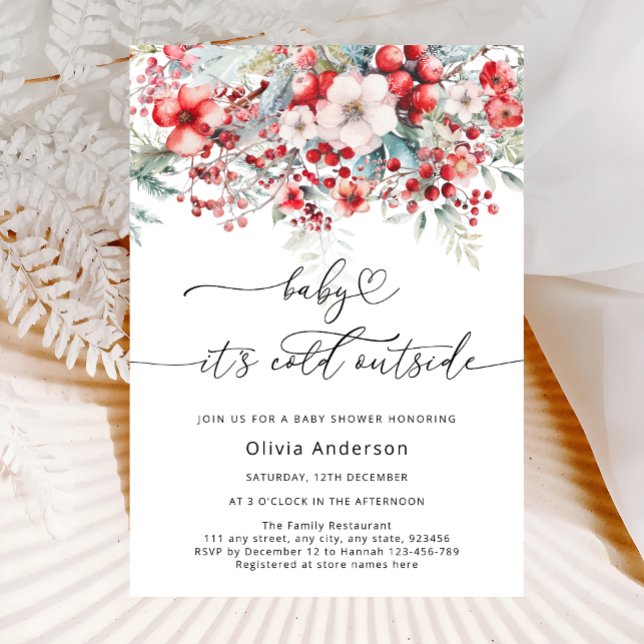 Baby it's Cold Outside Winter Floral Baby Shower Invitation (Creator Uploaded)
