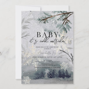 Baby It's Cold Outside Winter Forest Baby Shower Invitation