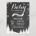 Baby its Cold Outside Winter Forest Baby Shower Invitation<br><div class="desc">Baby its Cold Outside Winter Baby Shower invitation. White Snowflake. Boy or Girl Baby Shower Invitation. Winter Holiday Baby Shower Invite. Chalkboard Background. Woodland Trees Forest Mountain. For further customisation,  please click the "Customise it" button and use our design tool to modify this template.</div>