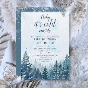 Baby Its Cold Outside Winter Forest Baby Shower Invitation