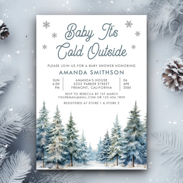 Baby It's Cold Outside Winter Forest Baby Shower Invitation (Creator Uploaded)