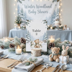 Baby It's Cold Outside Winter Forest Baby Shower Table Number