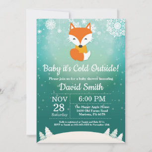 Baby its Cold Outside Winter Fox Baby Shower Invitation
