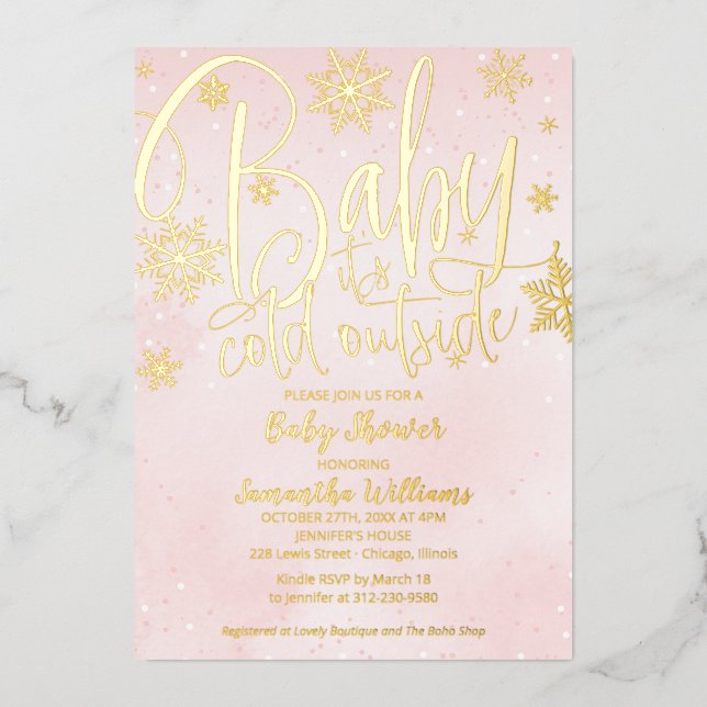 Baby It's Cold Outside Winter Girl Baby Shower  Fo (Front)