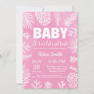 Baby its Cold Outside Winter Girl Baby Shower Invitation