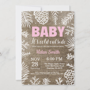 Baby its Cold Outside Winter Girl Baby Shower Invitation