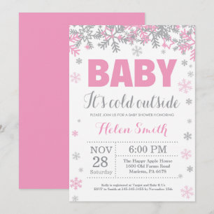 Baby its Cold Outside Winter Girl Baby Shower Invitation