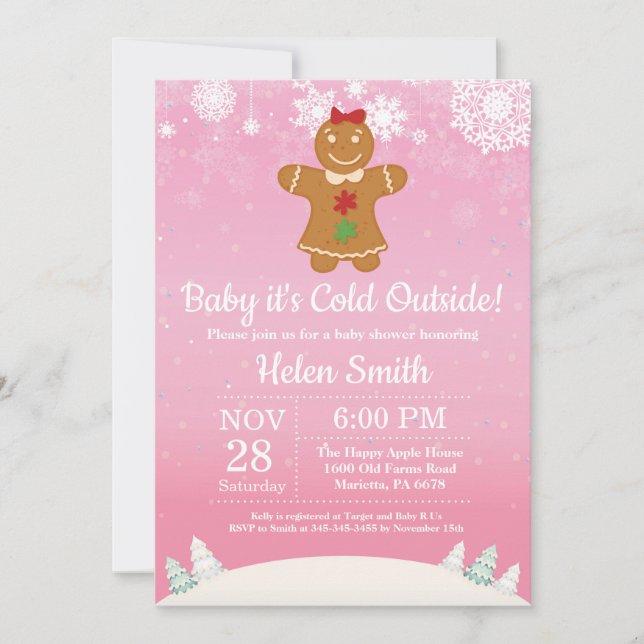 Baby its Cold Outside Winter Girl Baby Shower Invitation (Front)