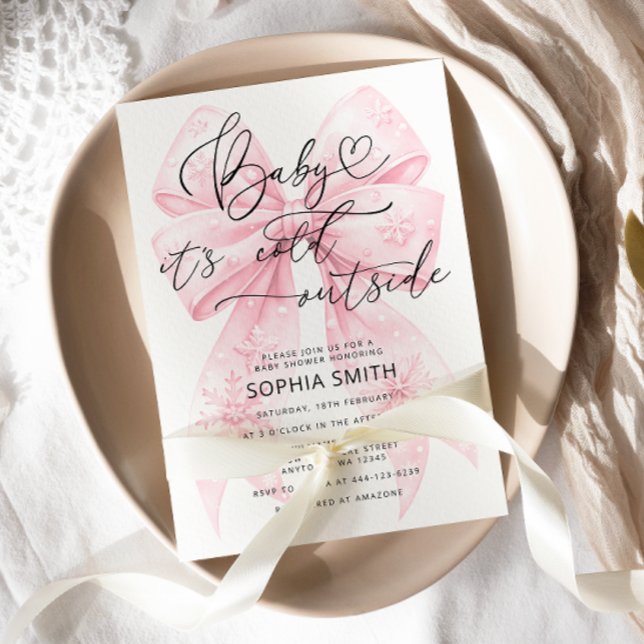 Baby It's Cold Outside Winter Girl Baby Shower Invitation (Creator Uploaded)