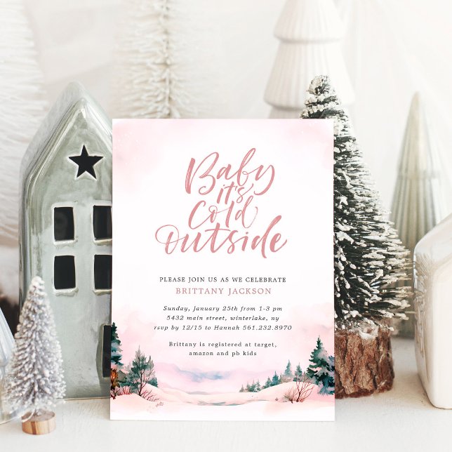 Baby it's Cold Outside Winter Girl Baby Shower Invitation (Creator Uploaded)