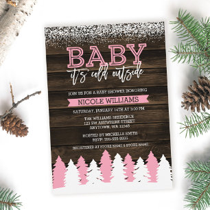 Baby It's Cold Outside Winter Girl Baby Shower Invitation