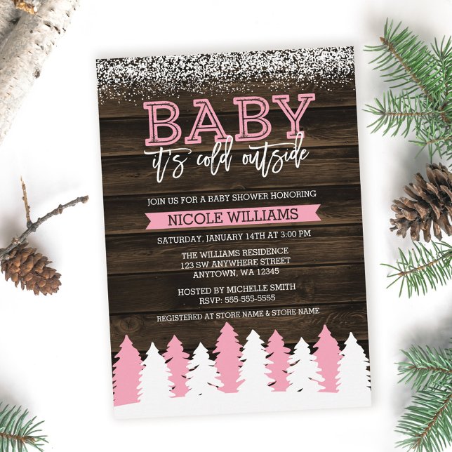 Baby It's Cold Outside Winter Girl Baby Shower Invitation (Creator Uploaded)