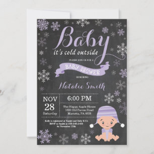 Baby Its Cold Outside Winter Girl Baby Shower Invitation