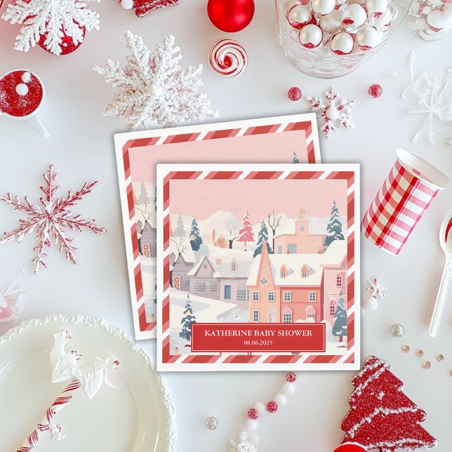 Baby It's Cold Outside Winter girl Baby shower Napkin (Creator Uploaded)