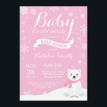 Baby Its Cold Outside Winter Girl Baby Shower Pink Invitation<br><div class="desc">Baby Its Cold Outside Rustic Winter Girl Baby Shower Invitation. Polar Bear Girl Baby Shower Invitation. Winter Holiday Baby Shower Invite. Pink and White Snowflakes. Pink Background. For further customisation,  please click the "Customise it" button and use our design tool to modify this template.</div>