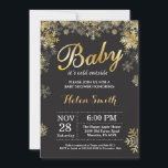 Baby its Cold Outside Winter Gold Baby Shower Invitation<br><div class="desc">Baby its Cold Outside Winter Gold Baby Shower invitation. Gold and White Snowflake. Boy or Girl Baby Shower Invitation. Winter Holiday Baby Shower Invite. Black Background. For further customisation,  please click the "Customise it" button and use our design tool to modify this template.</div>
