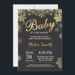 Baby its Cold Outside Winter Gold Baby Shower Invitation<br><div class="desc">Baby its Cold Outside Winter Gold Baby Shower invitation. Gold and White Snowflake. Boy or Girl Baby Shower Invitation. Winter Holiday Baby Shower Invite. Black Background. For further customisation,  please click the "Customise it" button and use our design tool to modify this template.</div>