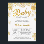 Baby its Cold Outside Winter Gold Baby Shower Invitation<br><div class="desc">Baby its Cold Outside Winter Baby Shower invitation. Gold Snowflake. Boy or Girl Baby Shower Invitation. Winter Holiday Baby Shower Invite. White Background. For further customisation,  please click the "Customise it" button and use our design tool to modify this template.</div>