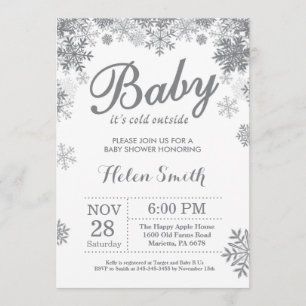 Baby its Cold Outside Winter Grey Baby Shower Invitation