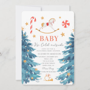 Baby its cold outside winter holiday baby shower invitation
